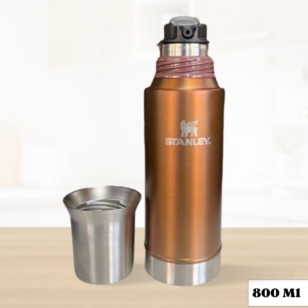 STANLEY - Termo de Bebida Mate System Dorado Stanley 800 Ml + Bombilla Negra
