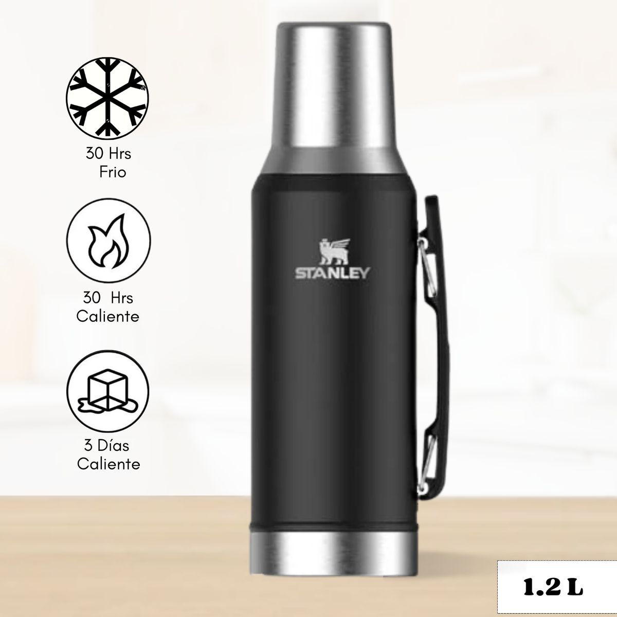 STANLEY - Termo de Bebida Mate System Negro Stanley 1.2 L