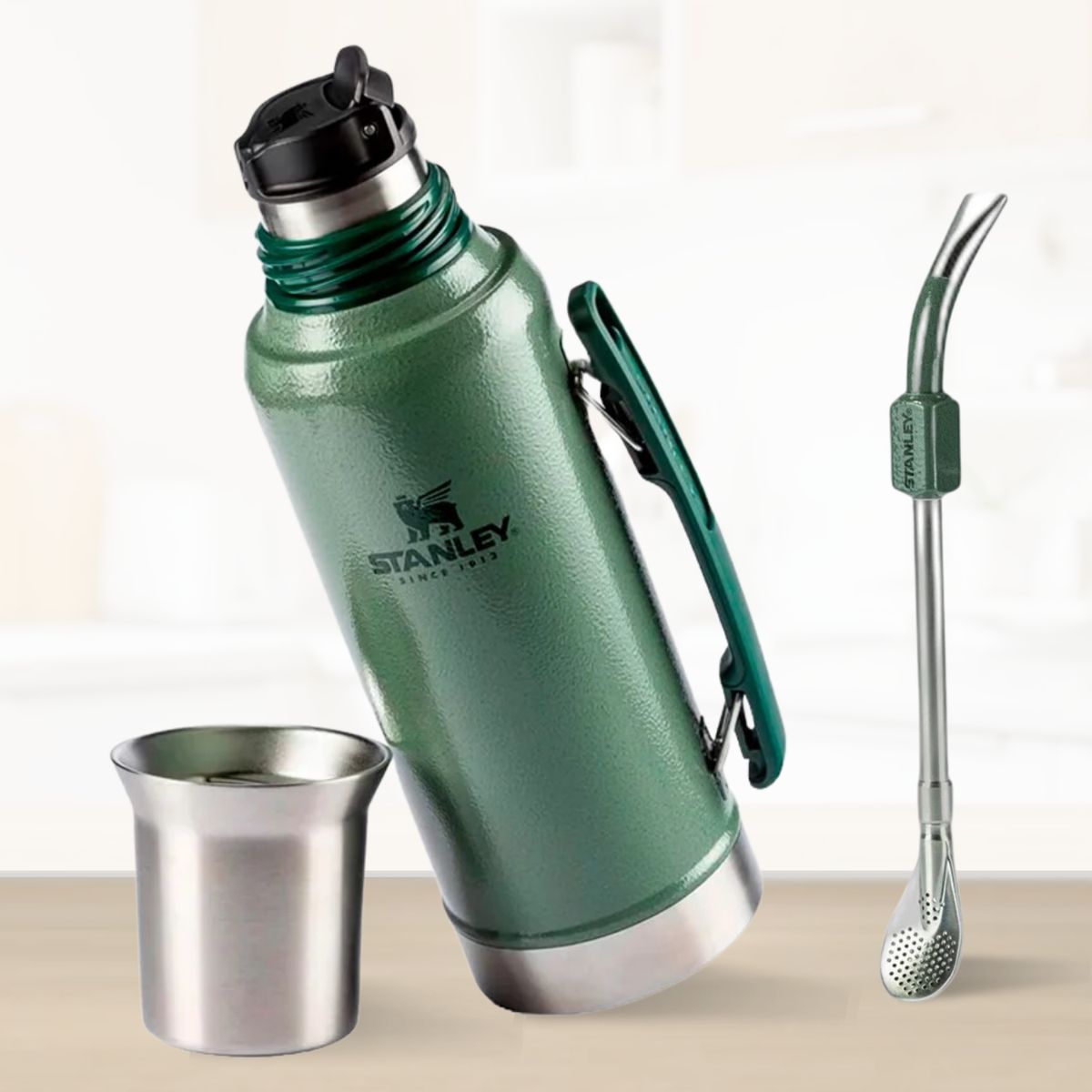 STANLEY - Termo de Bebida Mate System Stanley 1.2 L + Bombilla Verde