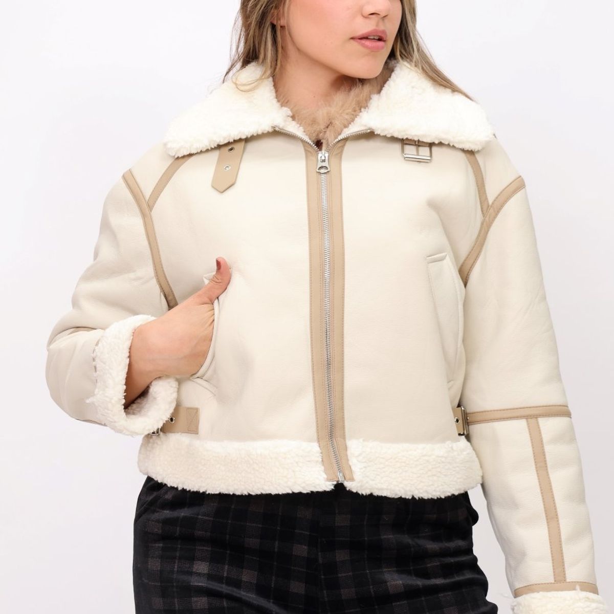 GENERICO - Casaca Casual Cazadora Mujer - Crema