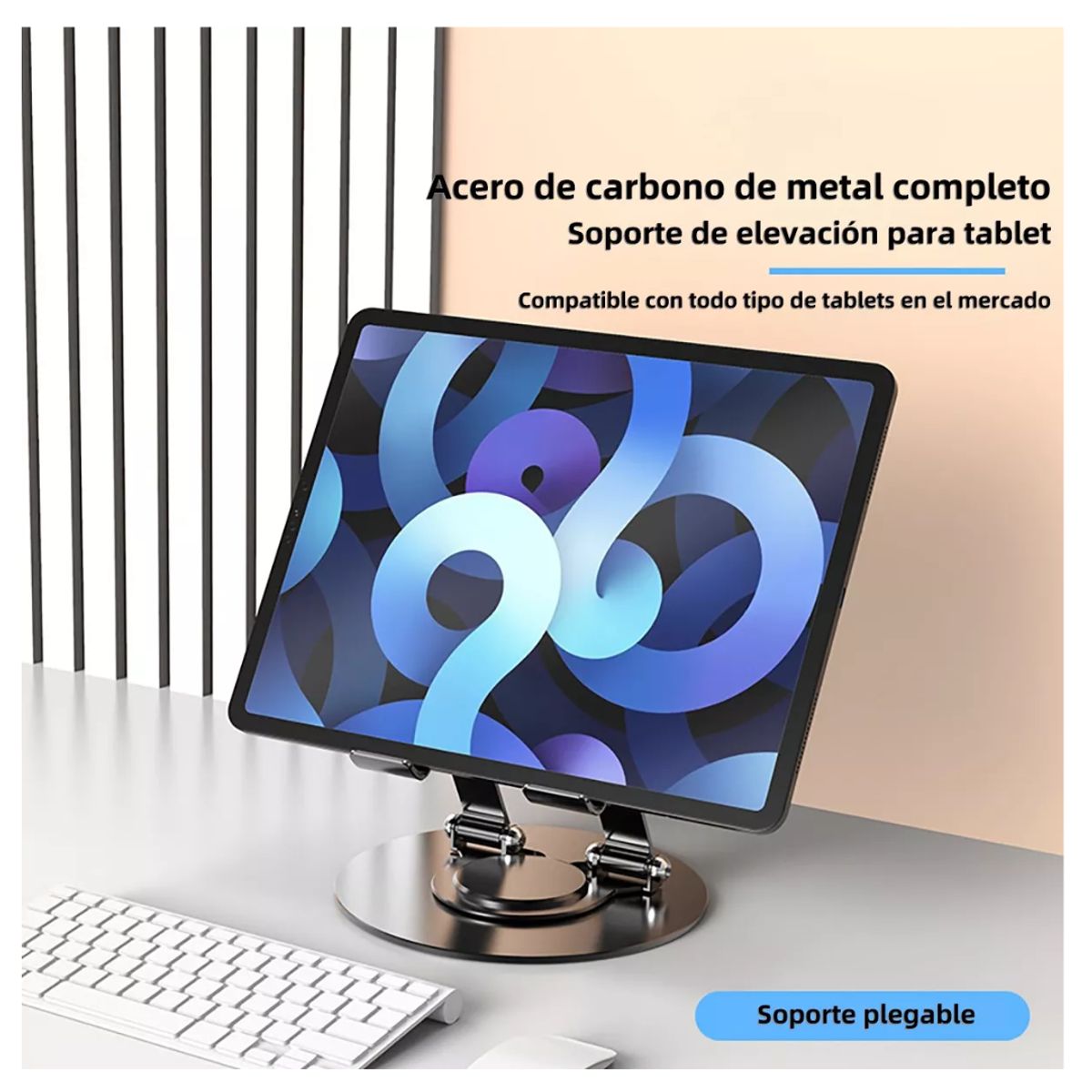 SEISA - Soporte para Tablet Aluminio Giratorio 360° Base Plegable STAND BASIC