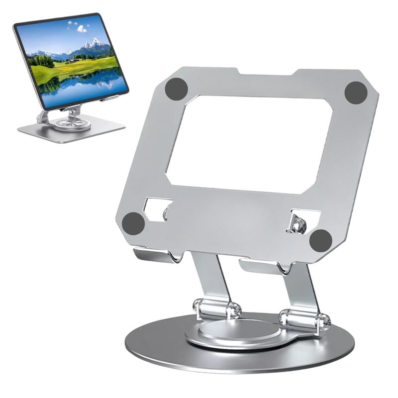 SEISA - Soporte Aluminio para Tablet Giratorio 360° Base Plegable STAND BASIC