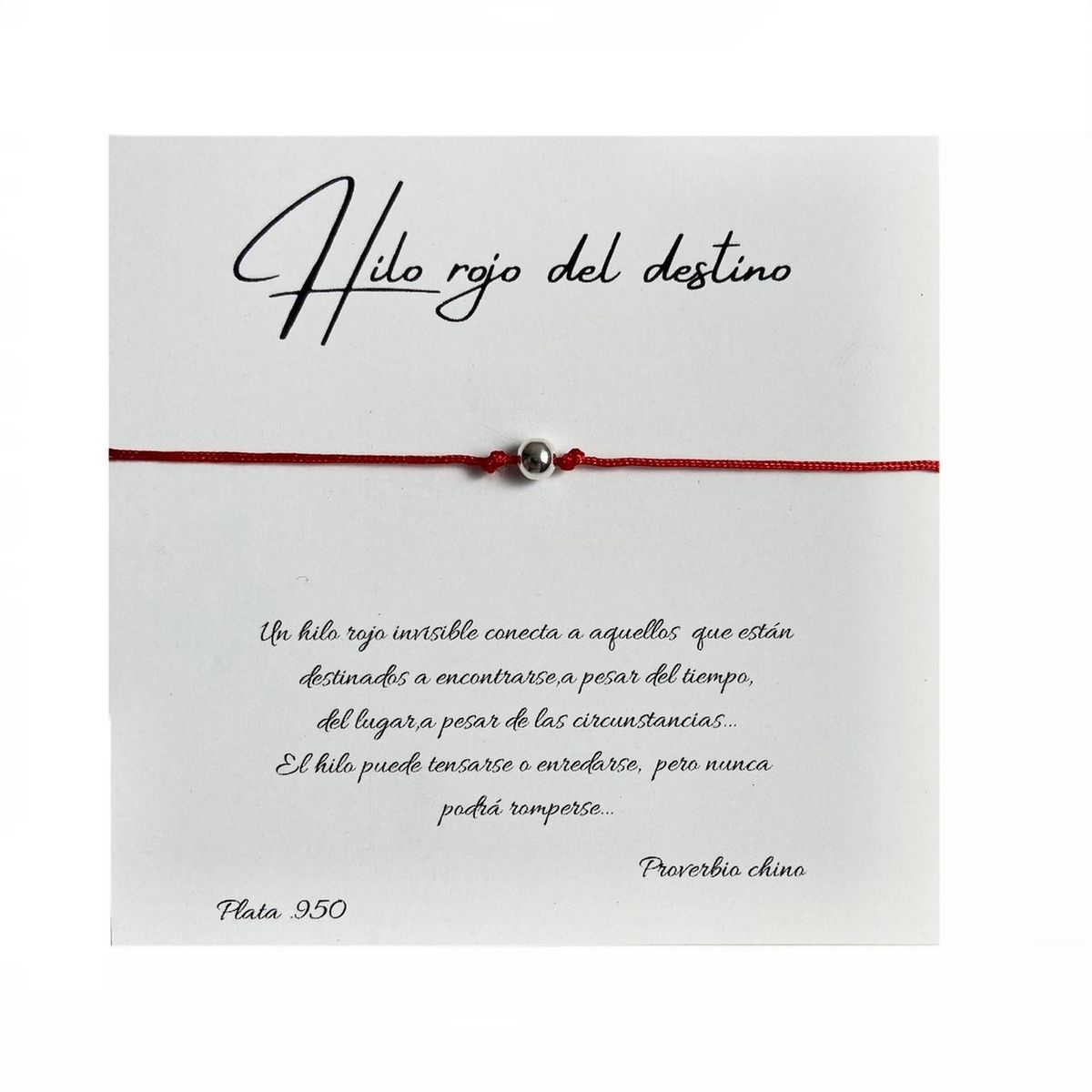 ESPIRAL ROJO - Pulsera Hilo Rojo del Destino - Hilo y Plata