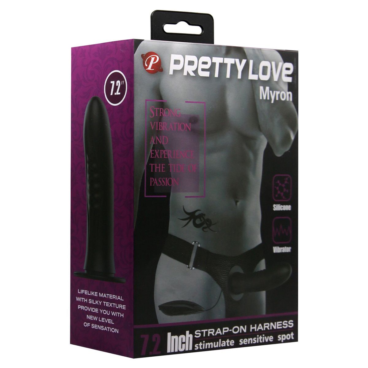 PRETTY LOVE - Arnés Funda Pene Extensora Dildo Vibrador Silicona 18.5 cm Ø 4.8 Myron
