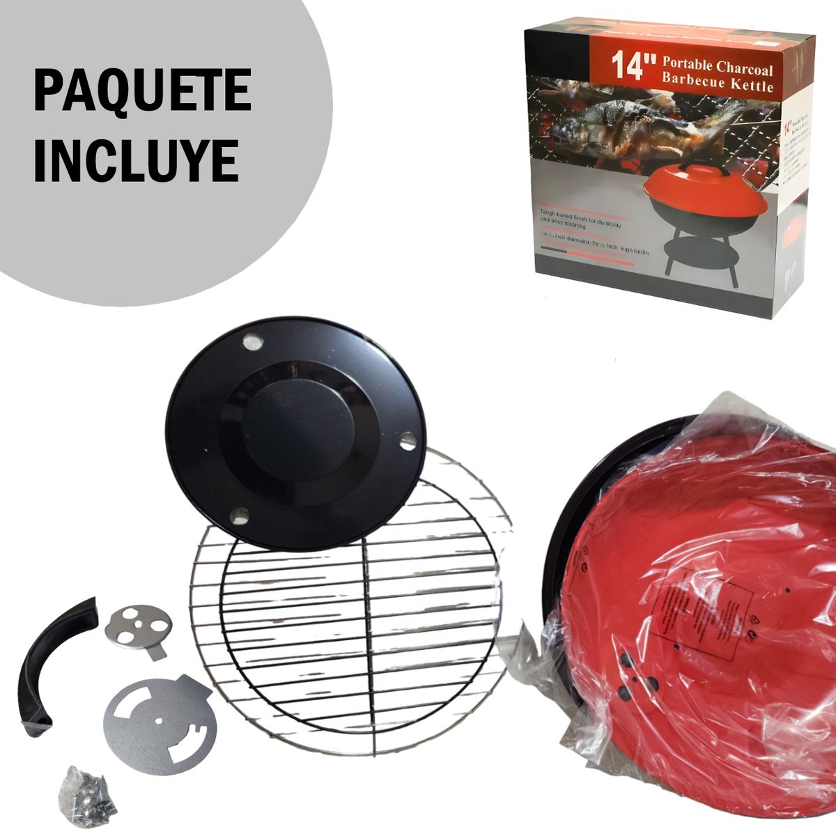 GENERICO - Parrilla pequeña armable de 14 - A carbón