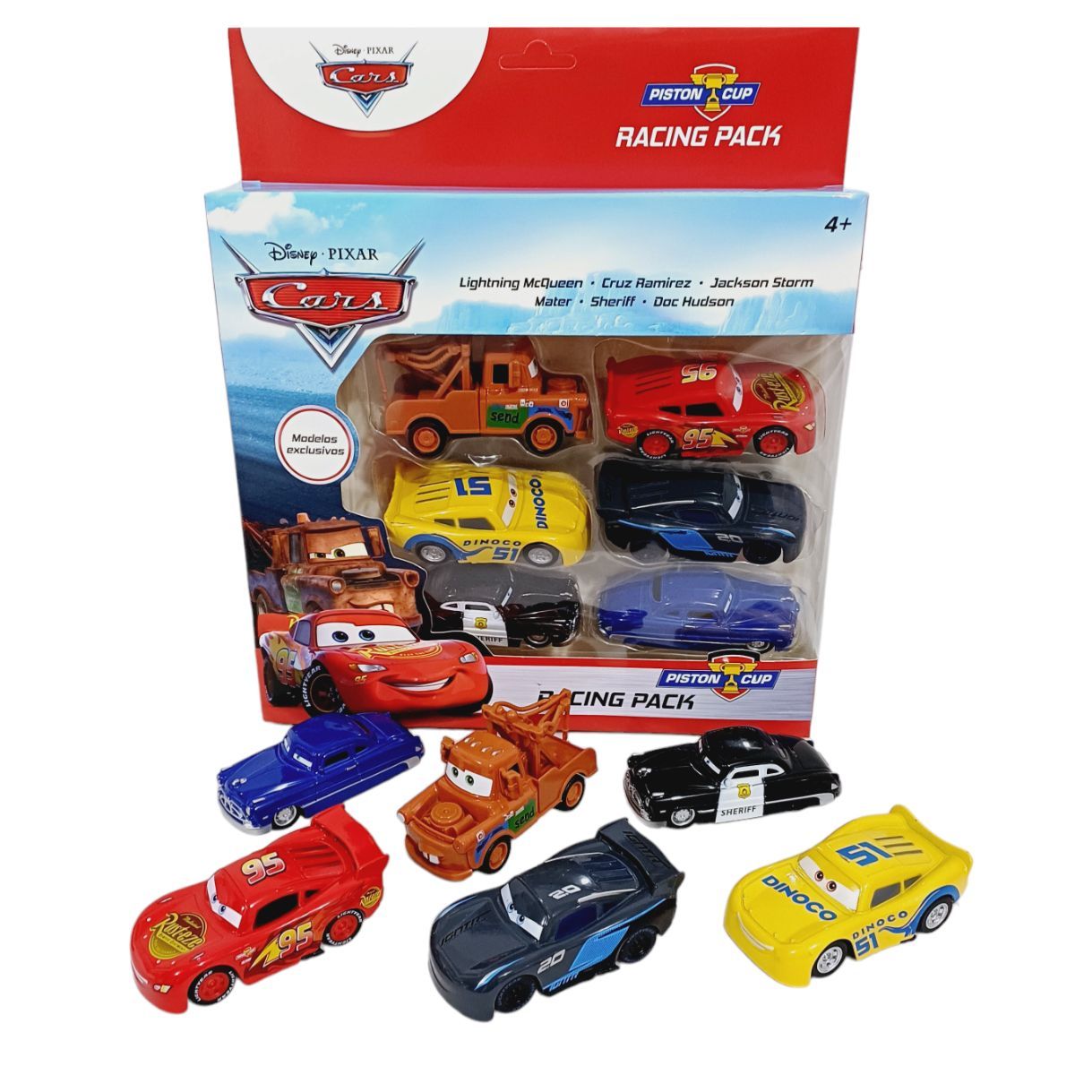 GENERICO - Pack 6 Carros Cars Rayo Mcqueen Metal Juguete Niños 9cm