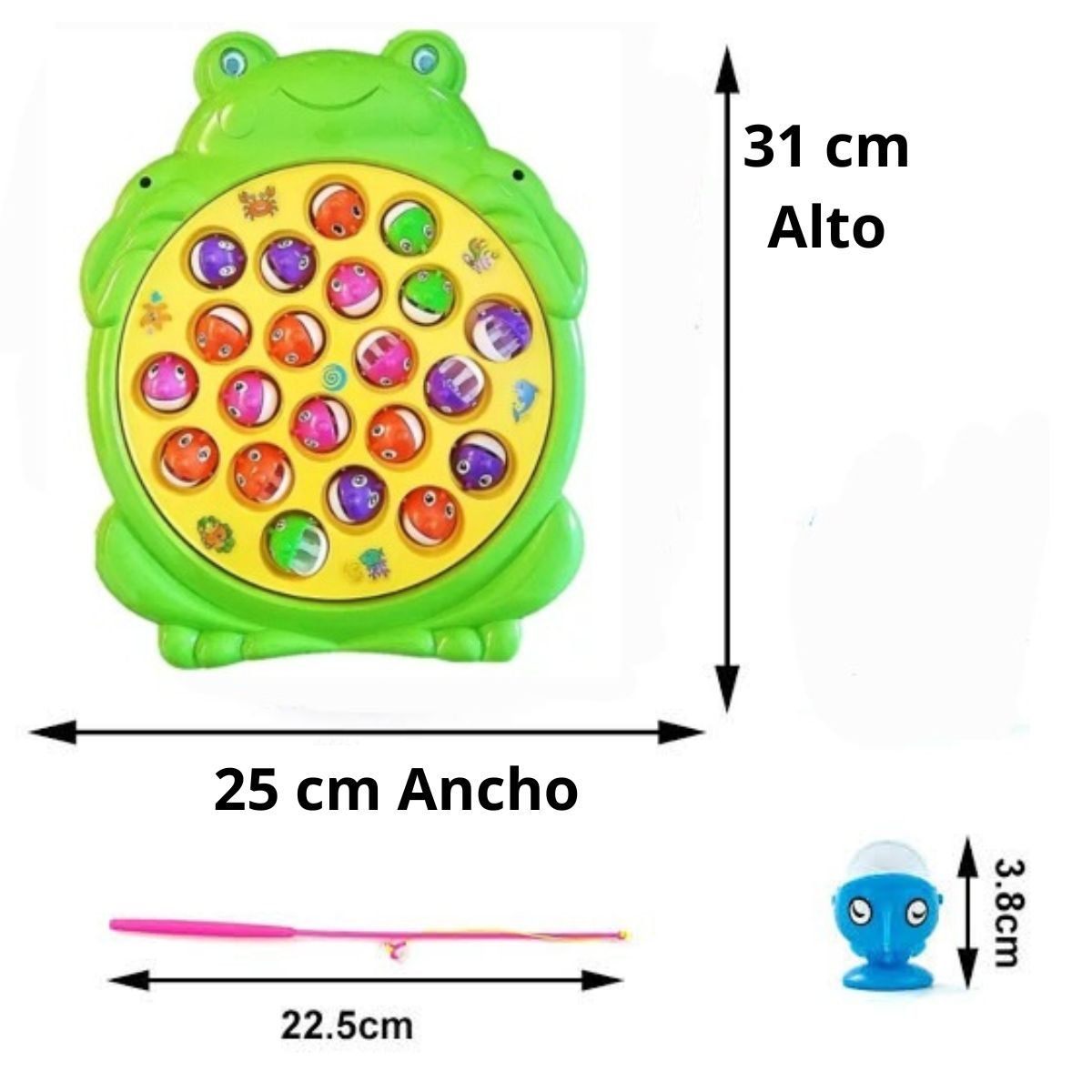 GENERICO - JUEGO DE PESCA GIRATORIO MUSICAL 21 PECES DIDACTICO NIÑOS