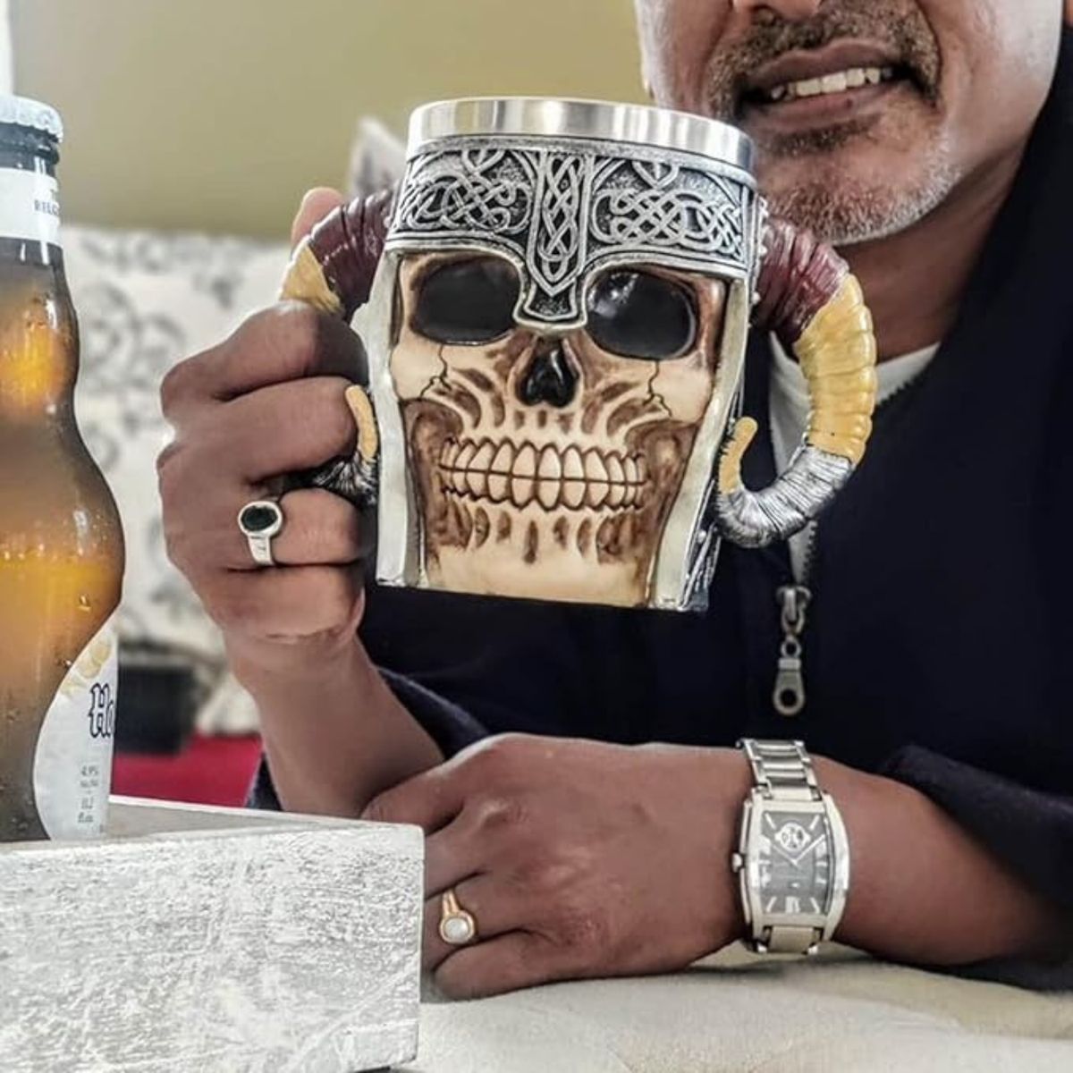 GENERICO - Taza Calavera Vikinga Medieval Esqueleto