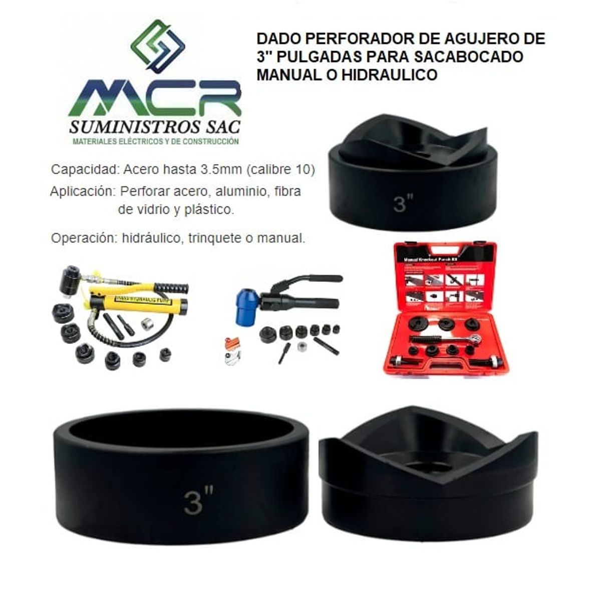 GENERICO - DADO PERFORADOR DE AGUJERO DE 3 PULGADAS PARA SACABOCADO