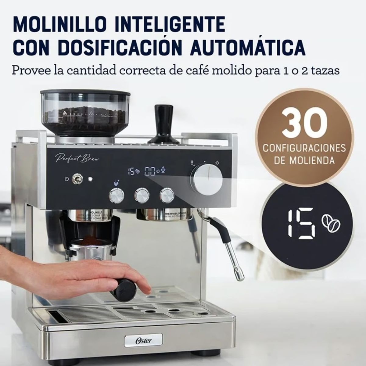 OSTER - Cafetera Oster Perfect Brew BVSTEM7400 Espresso Profesional
