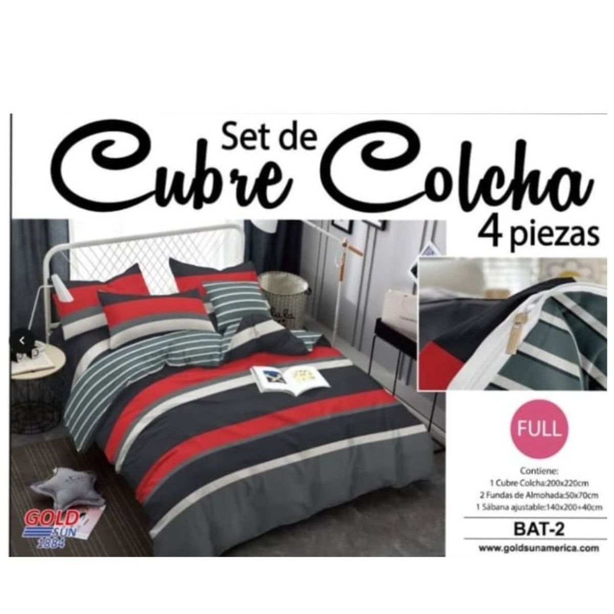 GOLDSUN - FUNDA DE PLUMÓN 100% ALGODÓN 2 PLZ