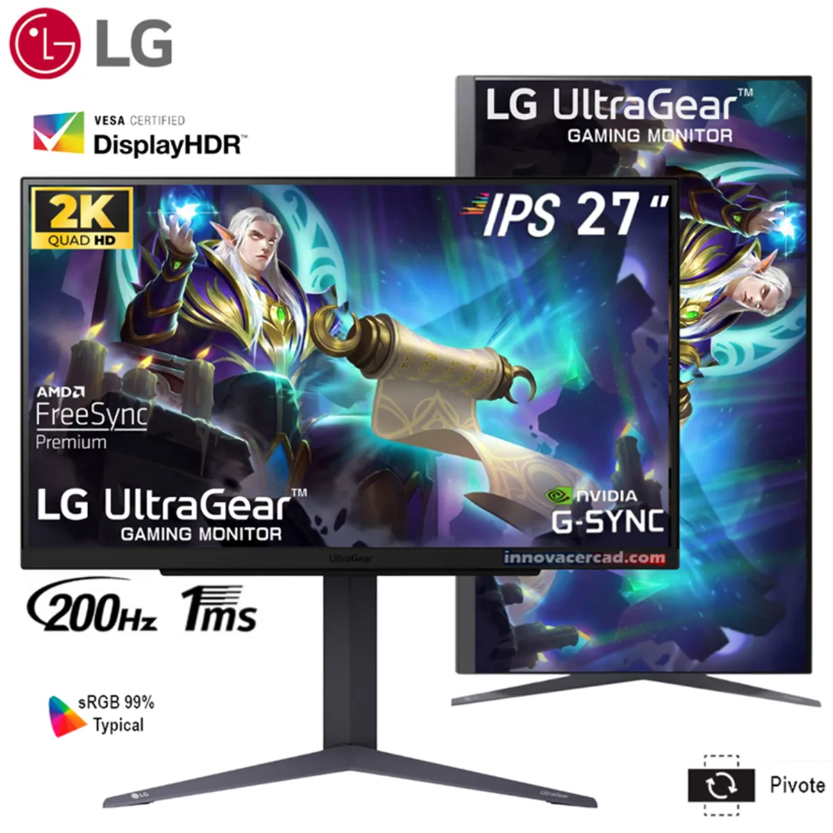 LG - Monitor LG UltraGear 27GS75Q-B 27 1ms GtG 200Hz QHD IPS HDR10