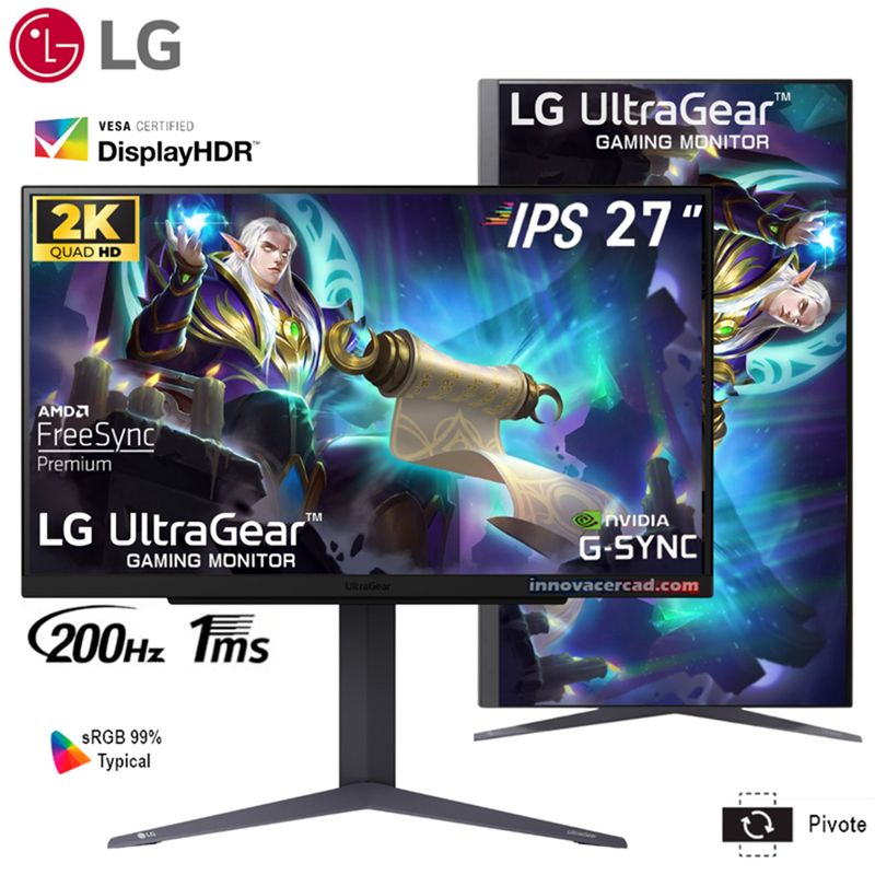 LG - Monitor LG UltraGear 27GS75Q-B 27 1ms GtG 200Hz QHD IPS HDR10