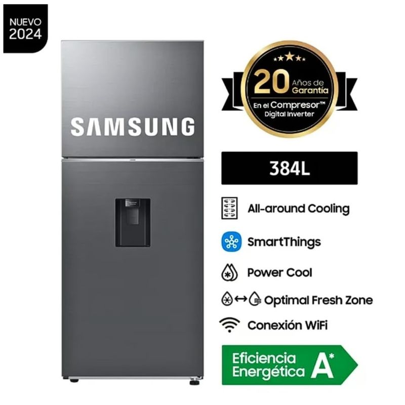 SAMSUNG - Refrigeradora Samsung 384L Top Mount Freezer CDisp RT38DG6730S9 Silver