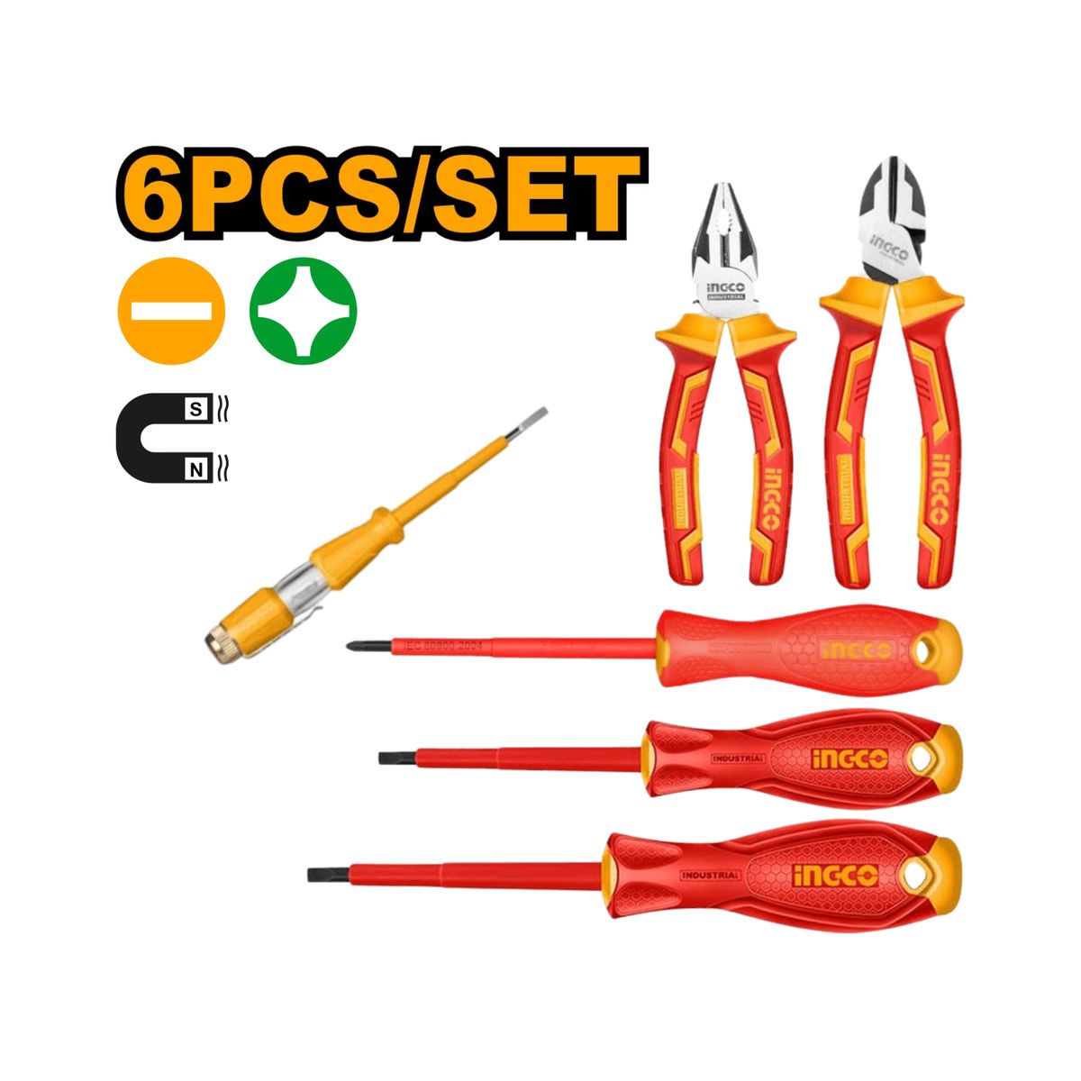 INGCO TOOLS - Set de 6 herramientas aisladas 1000v Ingco