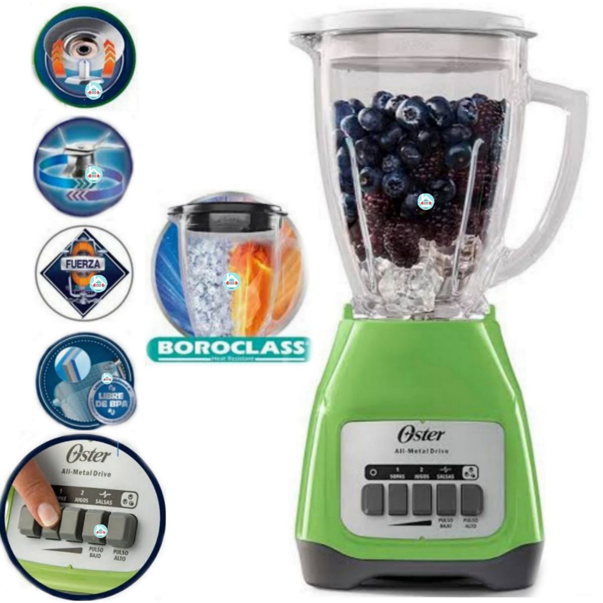 OSTER - Licuadora 2V más Pulso 125lt BLSTKAG-KPB -550W OSTER