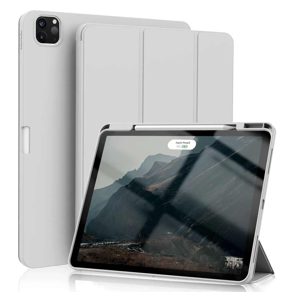 FUNDAANTIGOLPES - Funda Smart Cover con Porta Lapiz para Tablet Xiaomi Pad 6 Gris