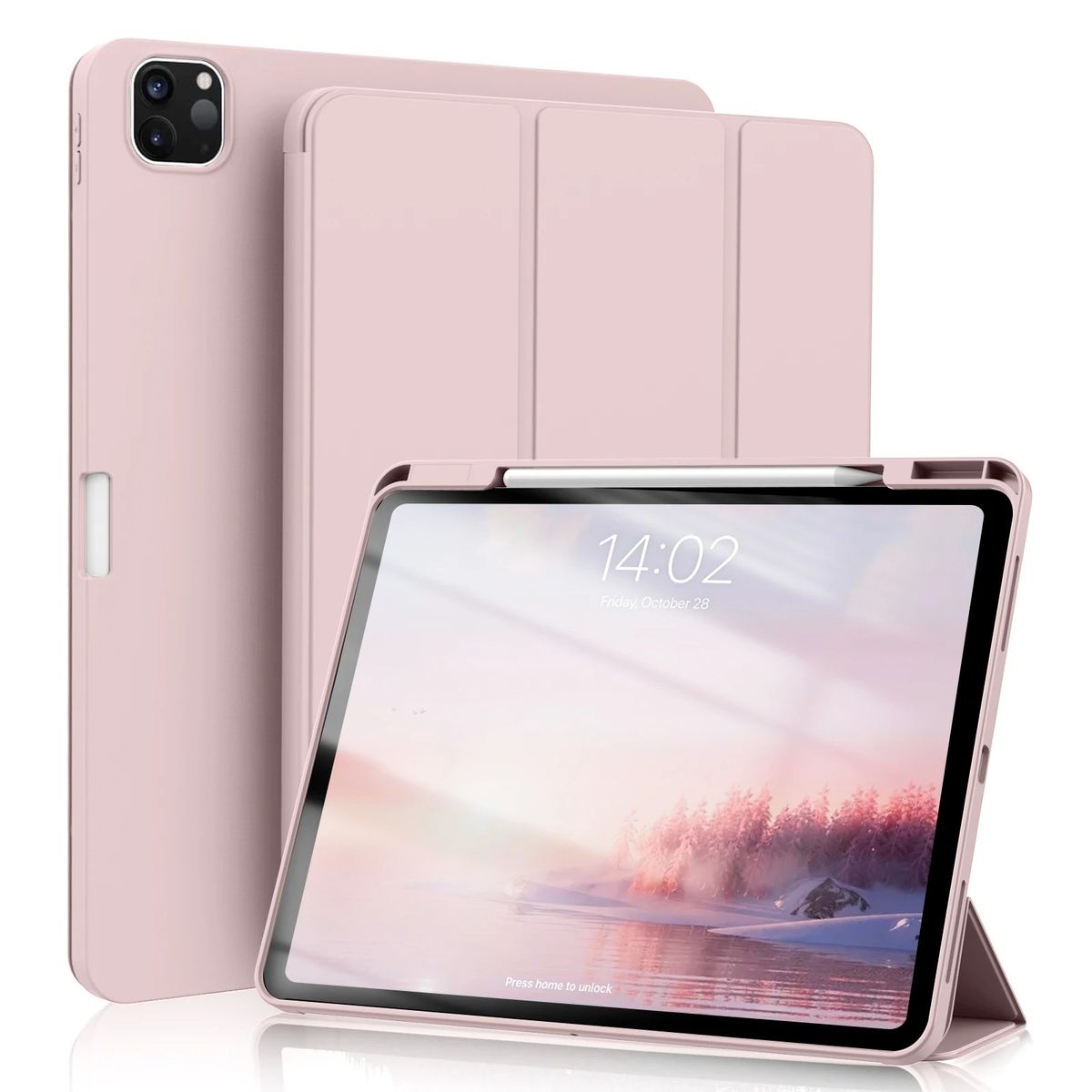 FUNDAANTIGOLPES - Funda Smart Cover con Porta Lapiz para Tablet Xiaomi Pad 6 Palo Rosa