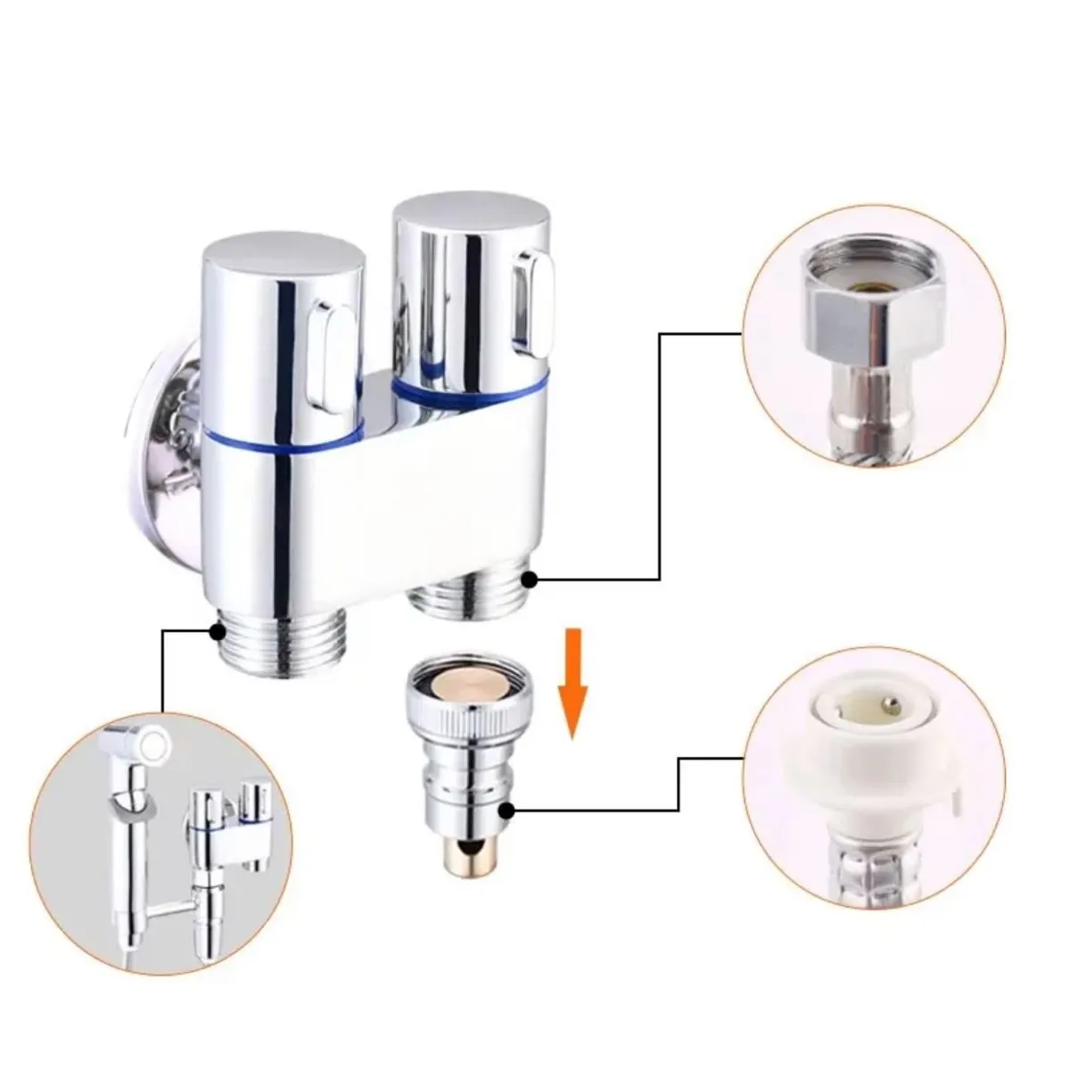 GENERICO - Válvula De Control Doble Salida Mini Multifunción Para Baño