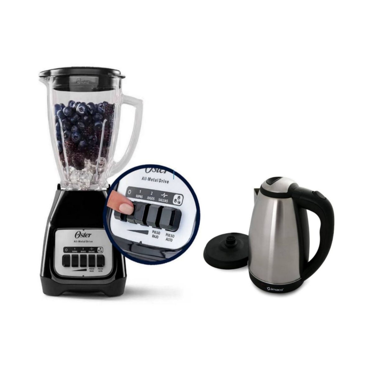 OSTER - Licuadora 2V BLSTKAG-BPB -550W + Hervidor KE1801