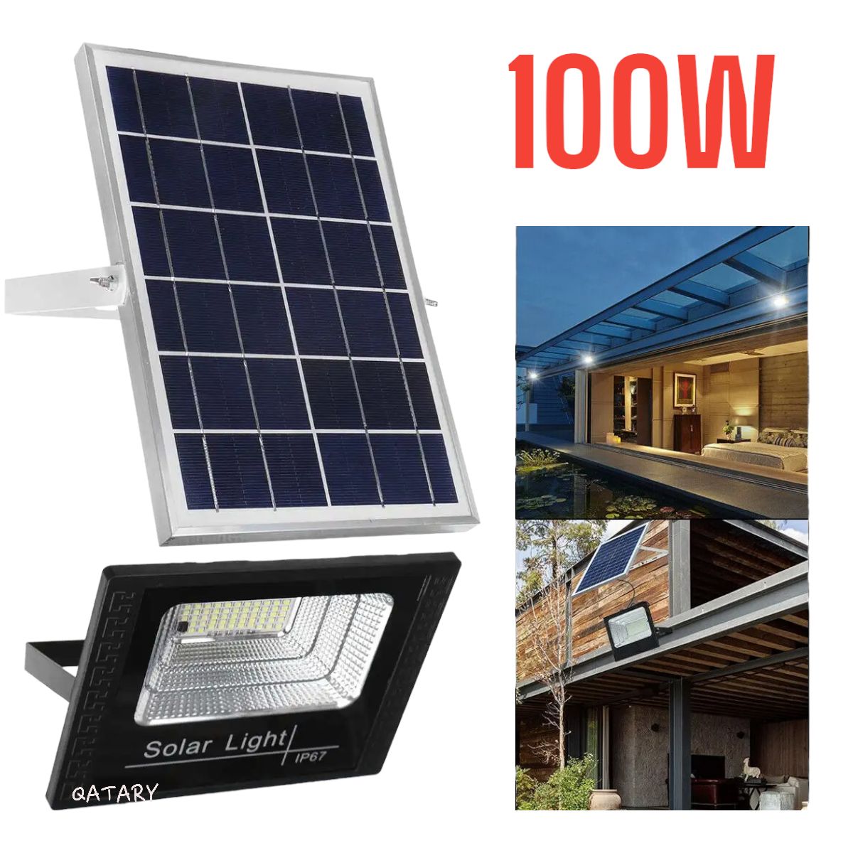 OEM - REFLECTOR LED 100W + PANEL SOLAR LUZ BLANCA + CONTROL REMOTO