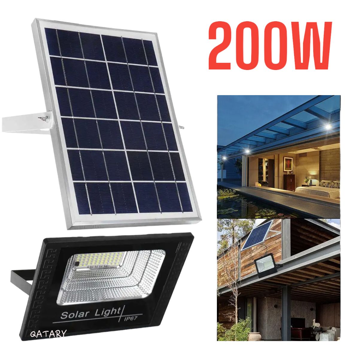 OEM - REFLECTOR LED 200W + PANEL SOLAR LUZ BLANCA + CONTROL REMOTO