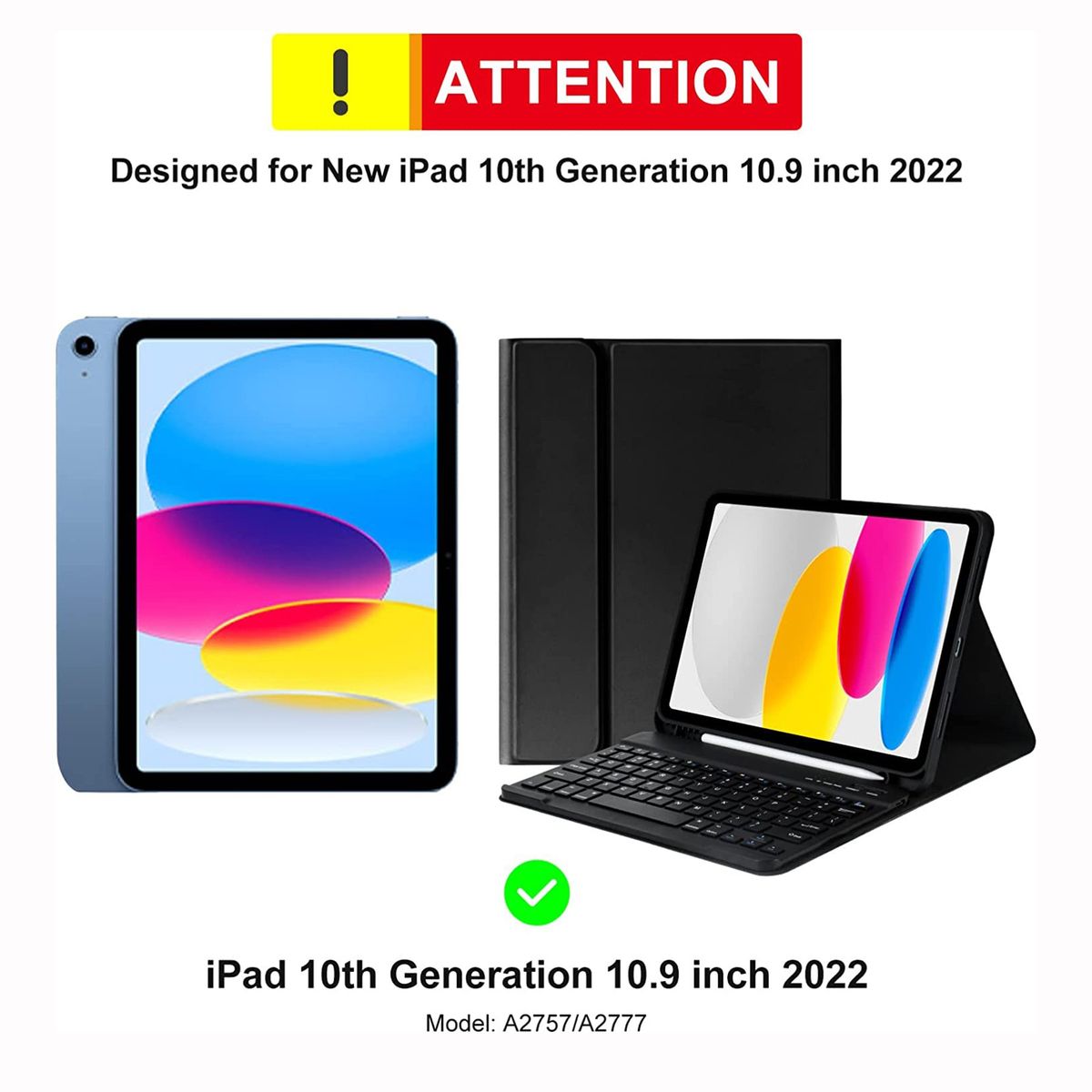 GENERICO - Funda Teclado Para iPad 10ma 11va Generación A16 Bt- Black