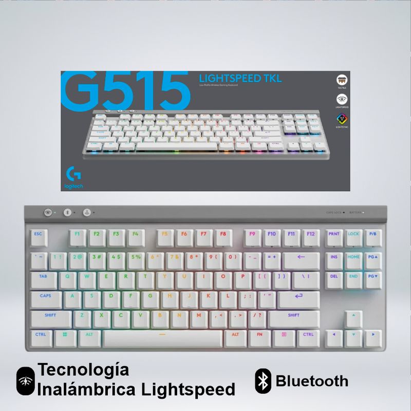 LOGITECH - TECLADO GAMER G515 TKL LIGHTSPEED  RGB BLUETOOTH