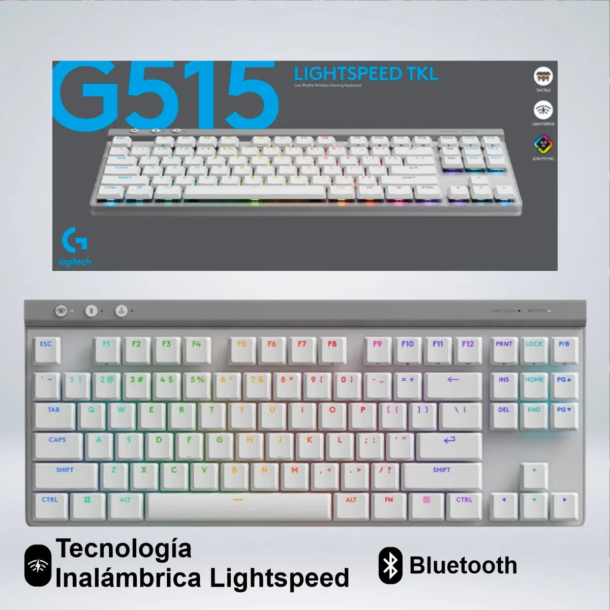 LOGITECH - TECLADO GAMER G515 TKL WIRELESS LIGHTSPEED  RGB BLUETOOTH