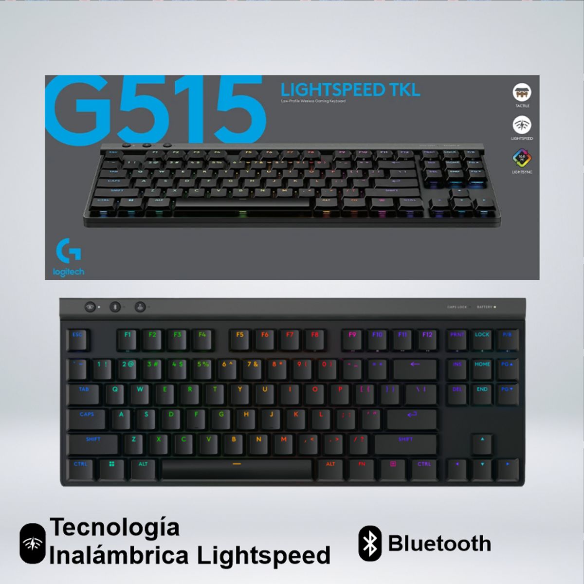 LOGITECH - TECLADO GAMER G515 TKL LIGHTSPEED RGB BLUETOOTH
