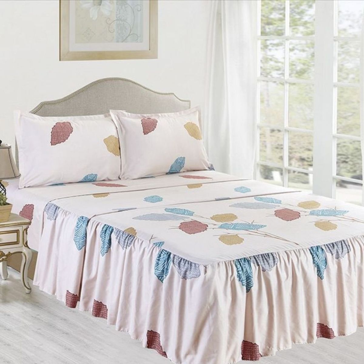 CASATEX - JUEGO DE SÁBANAS CON BLONDA CASATEX QUEEN