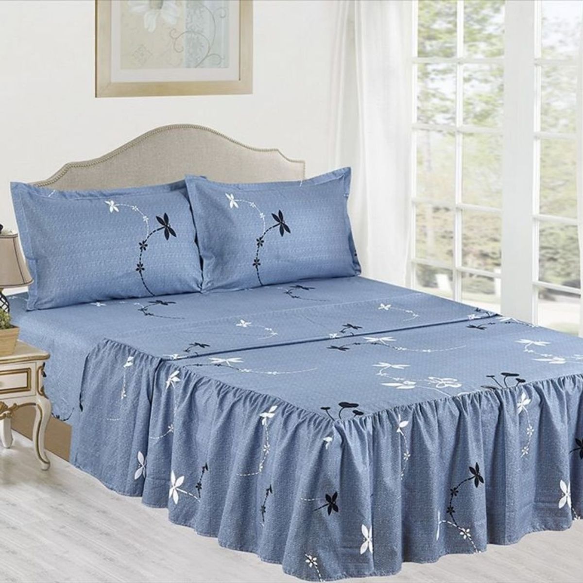 CASATEX - JUEGO DE SÁBANAS CON BLONDA CASATEX QUEEN