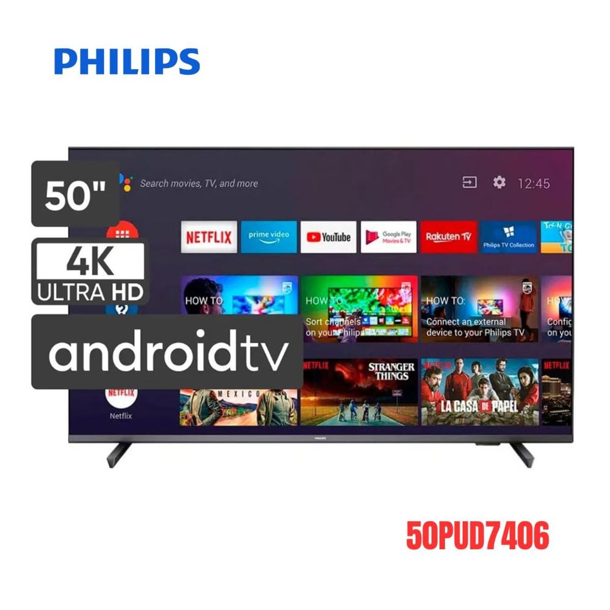 PHILIPS - Televisor PHILIPS 50 UHD 4K Smart Tv Android 50PUD7406