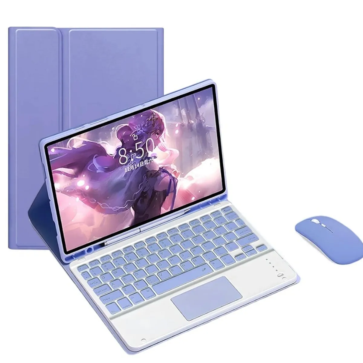 FUNDAANTIGOLPES - Funda con Teclado + mouse para Tablet Samsung Tab S7 FE 124 Lavanda