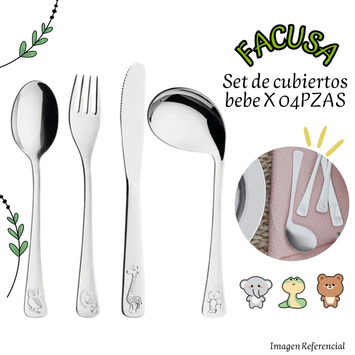 FACUSA - Set de Cubiertos Bebe Facusa  X04 Pzas