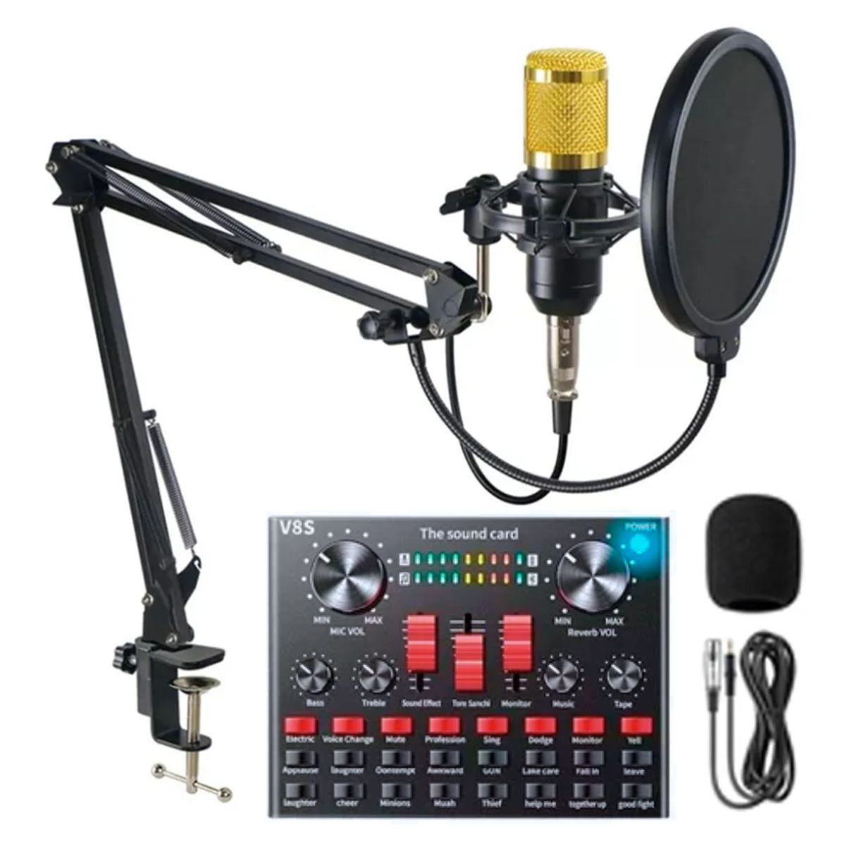 SEISA - Kit de micrófono condensador BM-800 con filtro y Consola de Sonido