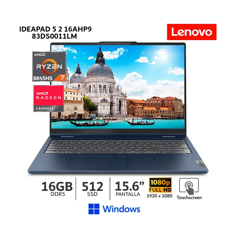 LENOVO - Lenovo IdeaPad 5 16AHP9 2 en 1,AMD Ryzen 7 8845HS 16Gb Ram, 512Gb SSD, 16" WUXGA ,Win 11, 83DS0011LM