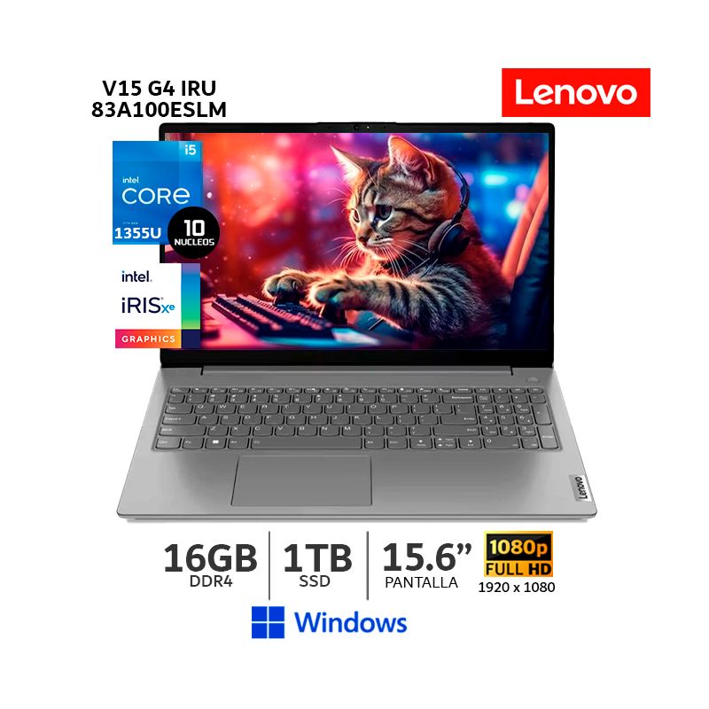 LENOVO - Laptop Lenovo V15 G4 IRU Core i7-1355U 16GB Ram 1Tb SSD 156 FHD TN Windows 83A100ESLM