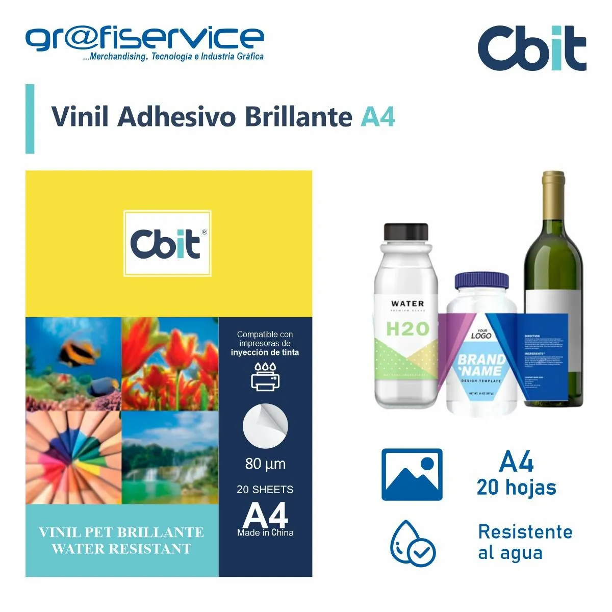 GENERICO - Vinil Adhesivo Brillante A4 CBIT 20h
