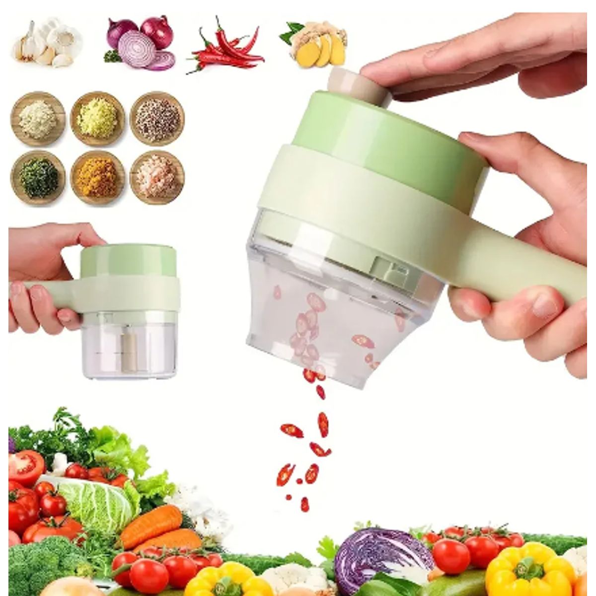 GENERICO - Cortador Eléctrico de Verduras 4 en 1