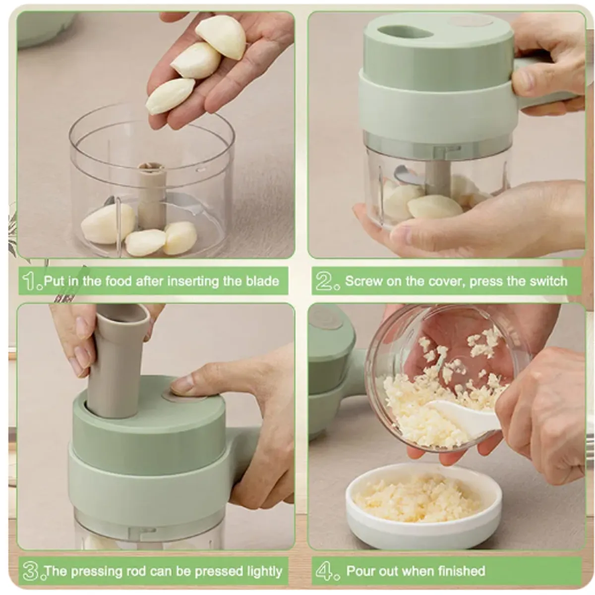 GENERICO - Cortador Eléctrico de Verduras 4 en 1