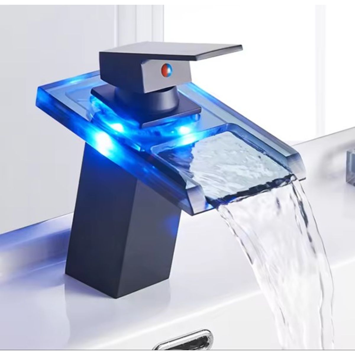 PGW - Grifo FrioCaliente - Led - Cascada - Negro - Para Mueble