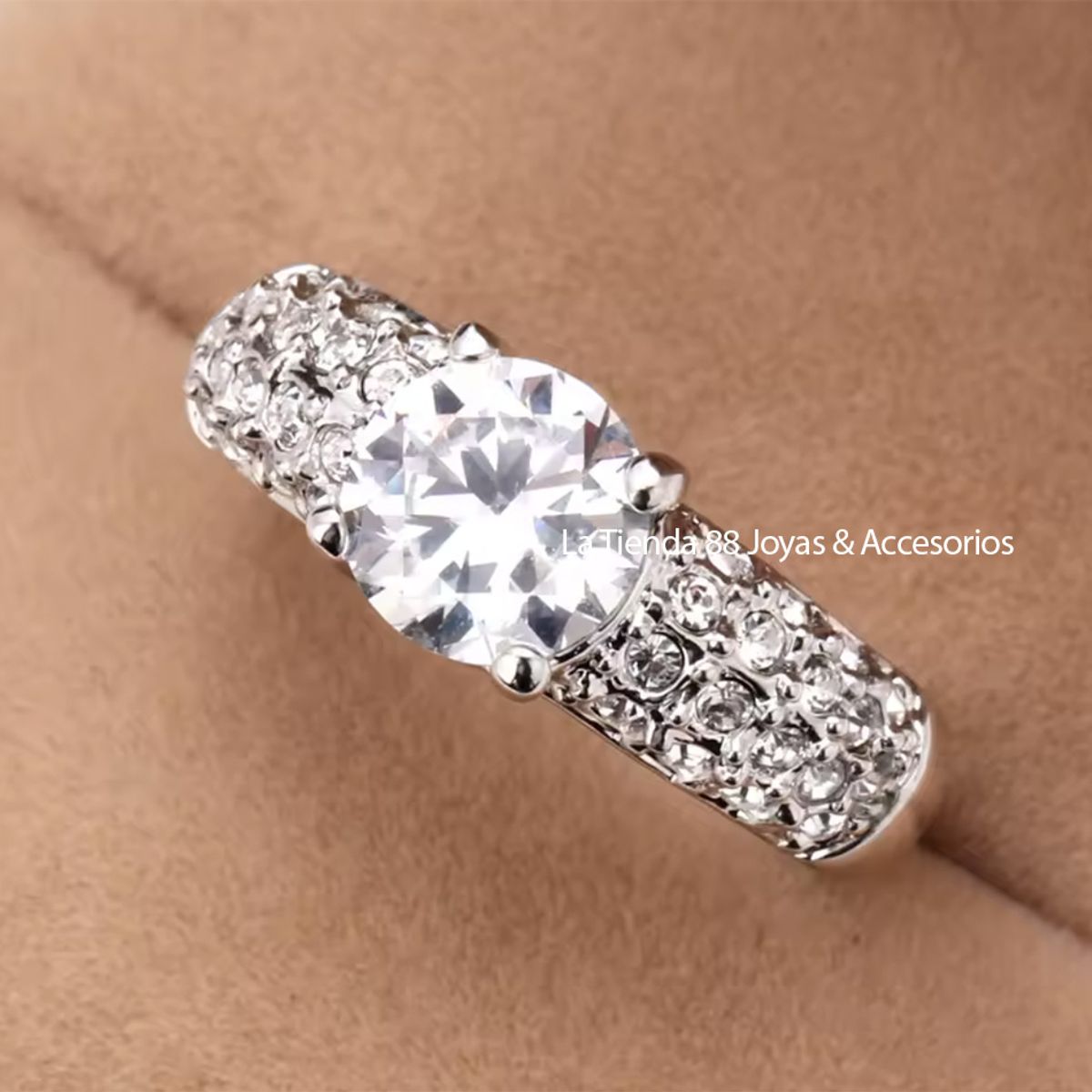 LA TIENDA 88 JOYAS Y ACCESORIOS - La Tienda 88 - Anillo De Compromiso Mujer Bañado Oro 18k - Blanco