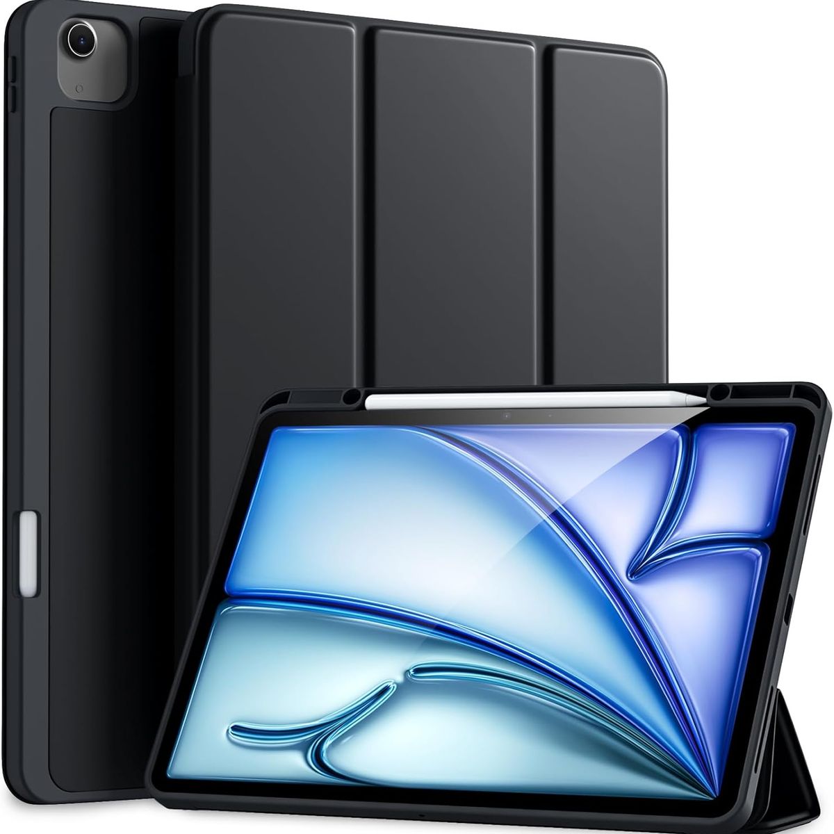 GENERICO - Funda Flip Cover de iPad Air 13 M2 2024 Con Portalápiz - NEGRO