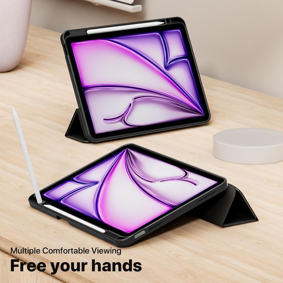 GENERICO - Funda Flip Cover de iPad Air 13 M2 2024 Con Portalápiz - NEGRO