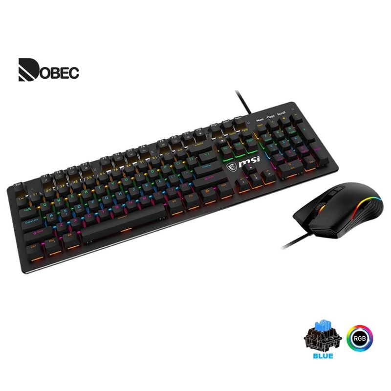 MSI - Teclado y Mouse Gamer MSI Forge GK300 Blue US Mecánico