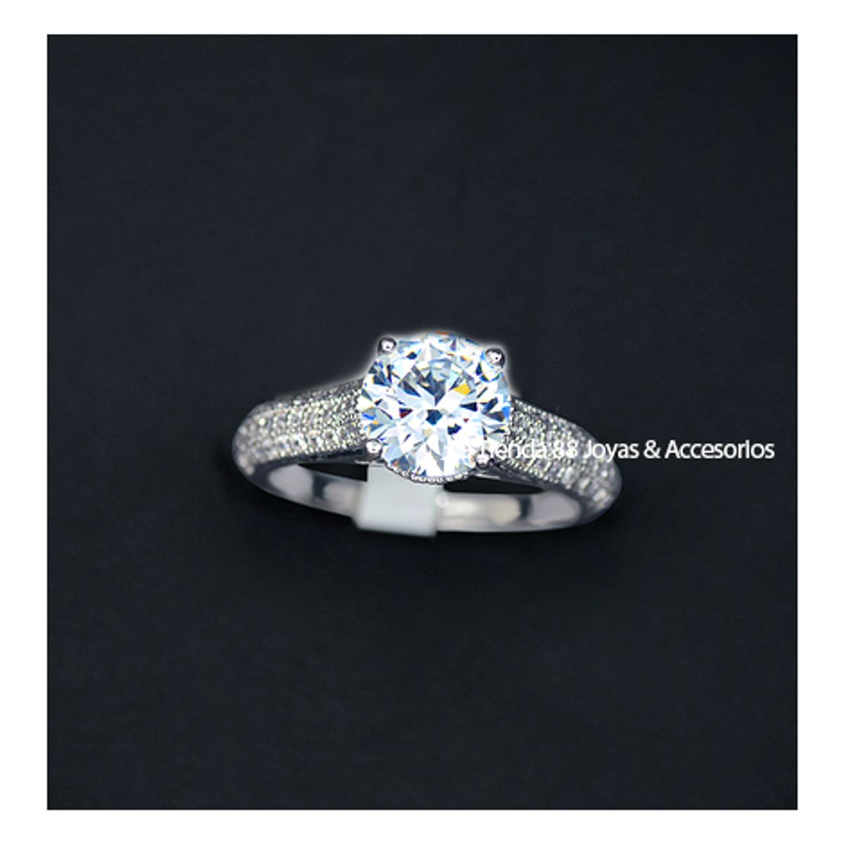 LA TIENDA 88 JOYAS Y ACCESORIOS - La Tienda 88 - Anillo De Compromiso Mujer Bañado Oro de 18k - Blanco