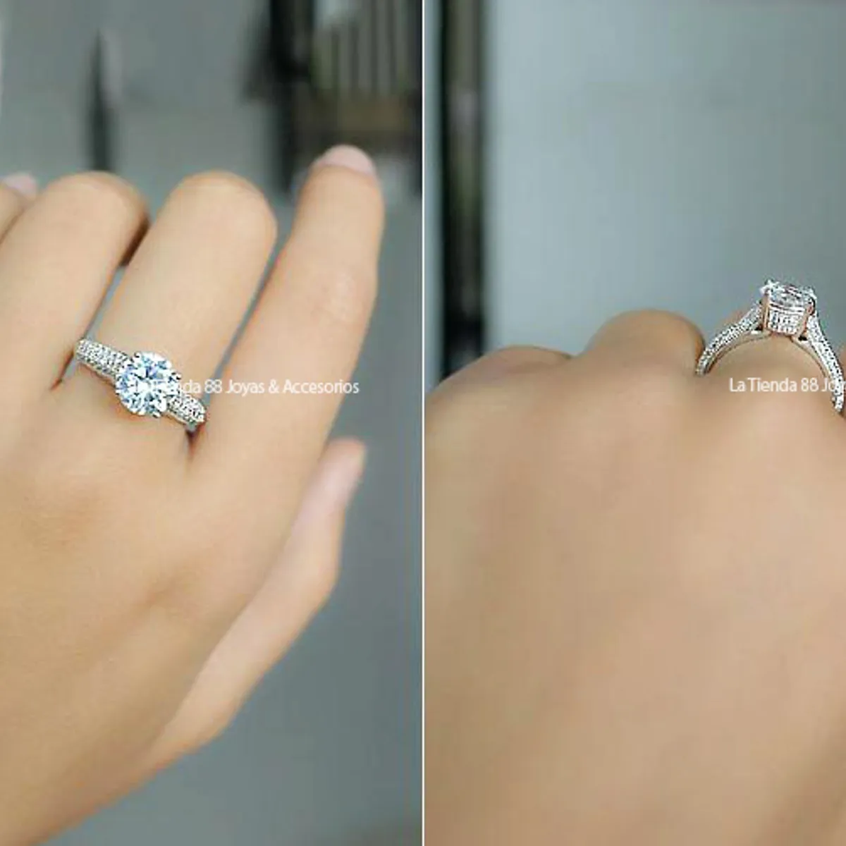 LA TIENDA 88 JOYAS Y ACCESORIOS - La Tienda 88 - Anillo De Compromiso Mujer Bañado Oro de 18k - Blanco