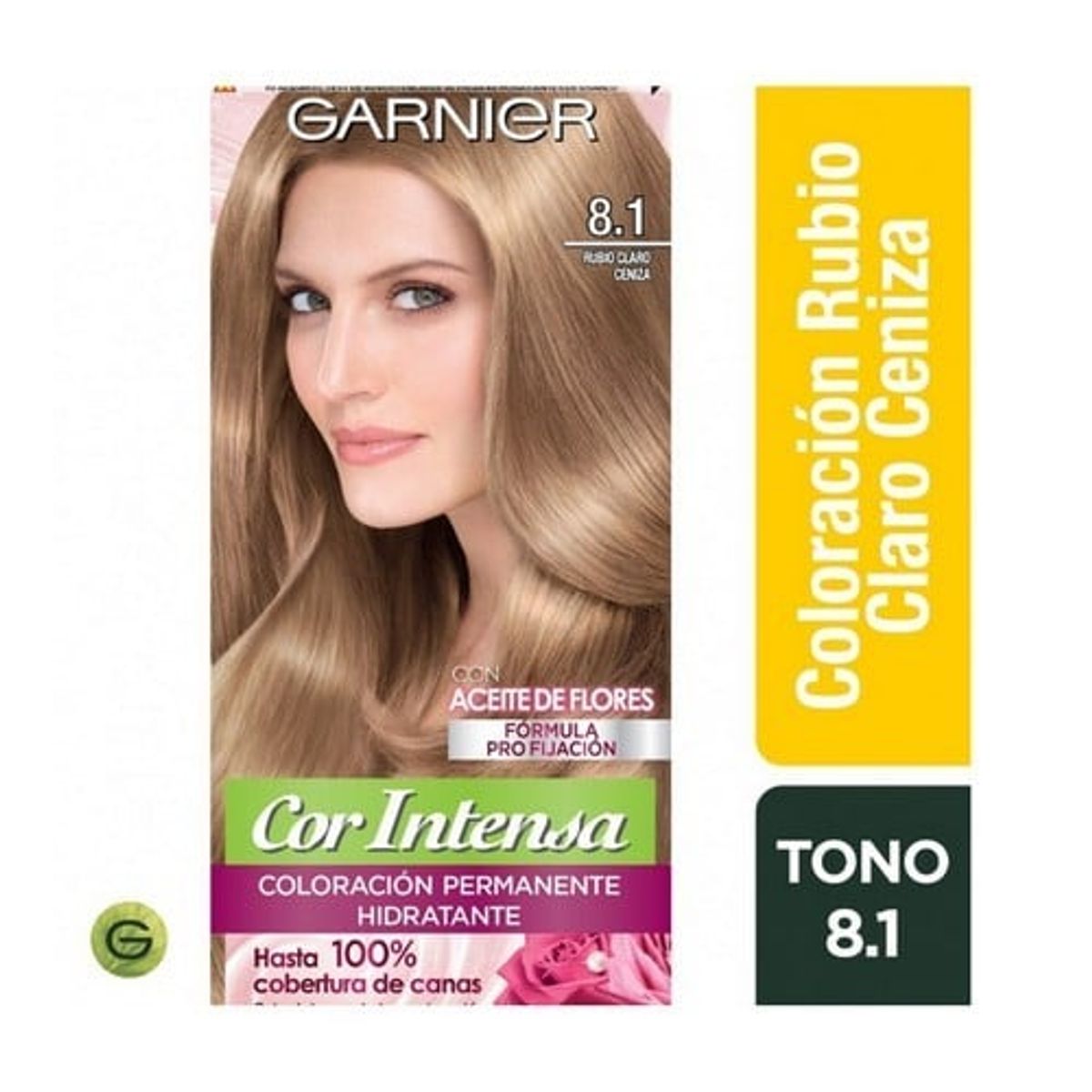 GARNIER - Tinte para Cabello Rubio Claro Ceniza 8.1 Cor Intensa Garnier