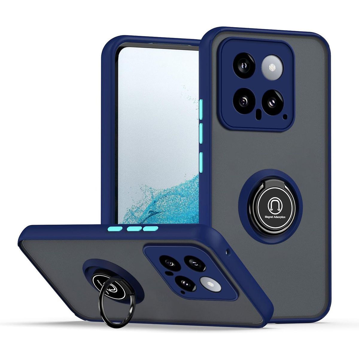 GENERICO - Case Ahumado Con Anillo Xiaomi 14  Mi 14 - AZUL